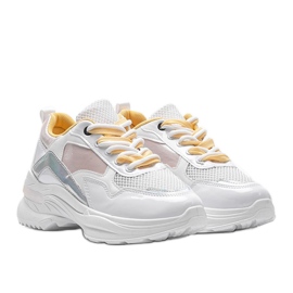 Sneakers bianche con inserti olografici Karlie bianco rosa