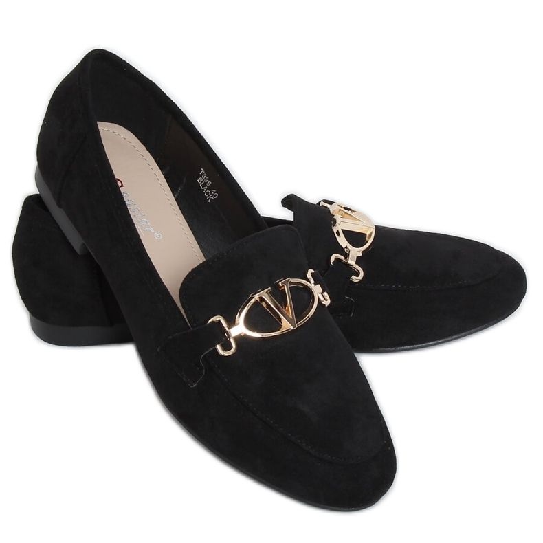 Nero Mocassini neri da donna T395 Black