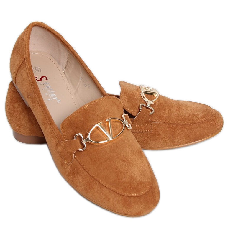 Cammello T395 Mocassini da donna color cammello marrone