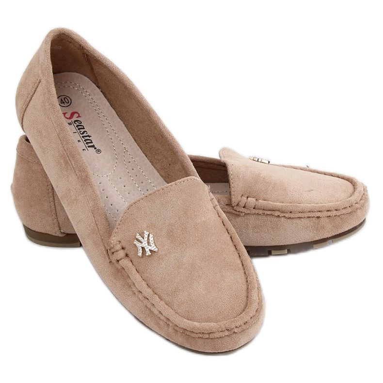 Mocassini da donna beige GS13P Khaki cachi