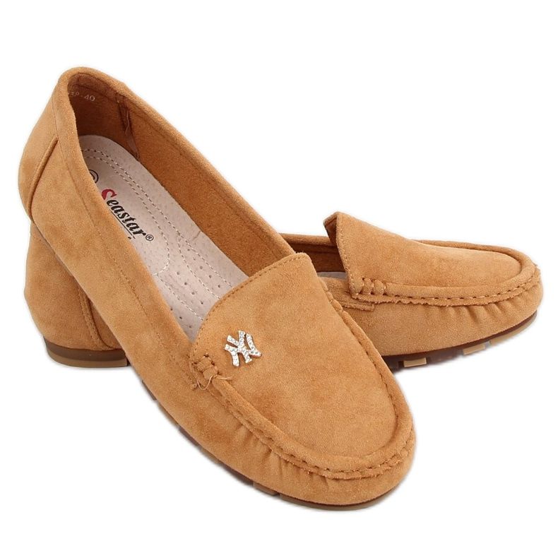 Mocassini da donna color cammello GS13P Tan marrone