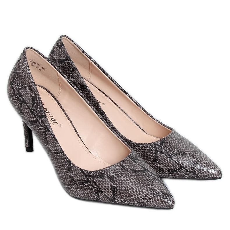 Tacchi alti da donna pelle di serpente nero CD61P Black