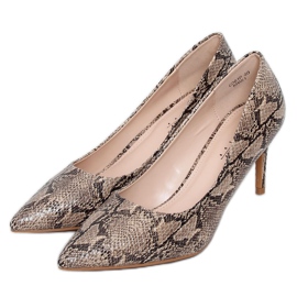 Scarpe con tacco alto da donna pelle di serpente beige CD61P Khaki cachi