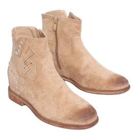 Stivali traforati con tacco nascosto beige NC1126 Beige