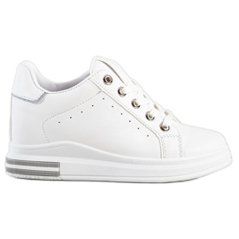 SHELOVET Sneakers bianche con zeppa bianca