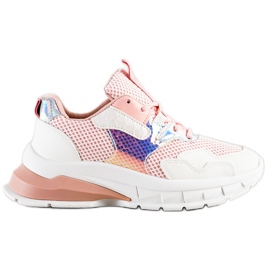 SHELOVET Scarpe da ginnastica alla moda bianca rosa