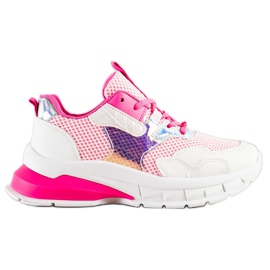 SHELOVET Scarpe da ginnastica alla moda bianco rosa