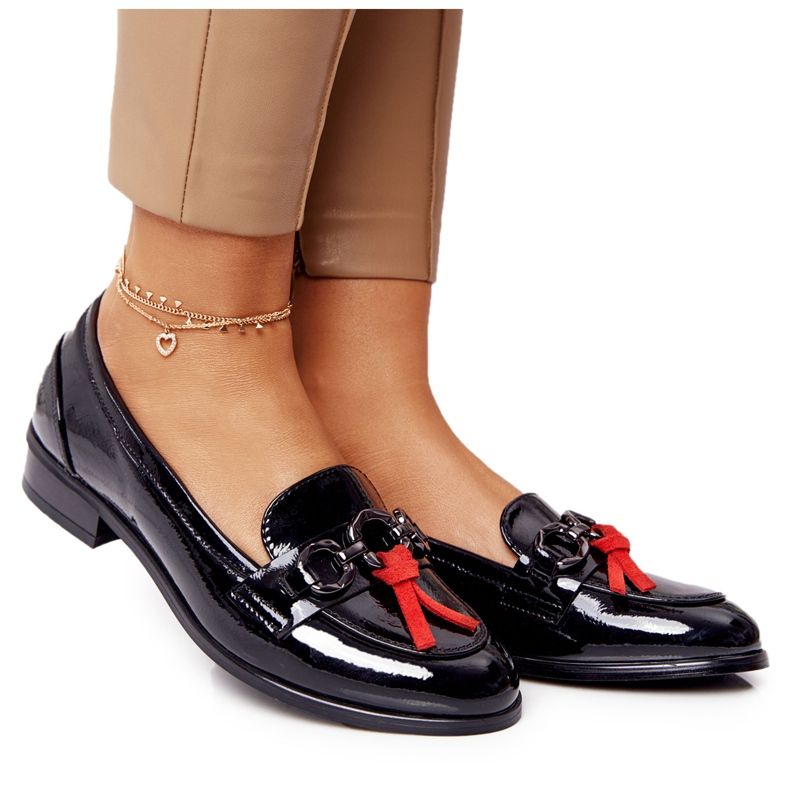 Mocassini Eleganti Donna Vinceza 10585 Laccato Nero rosso