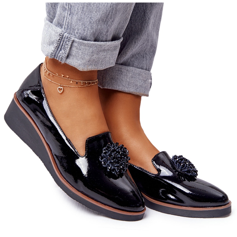 Scarpe Eleganti Con Zeppa Vinceza 10580 Laccato Nero