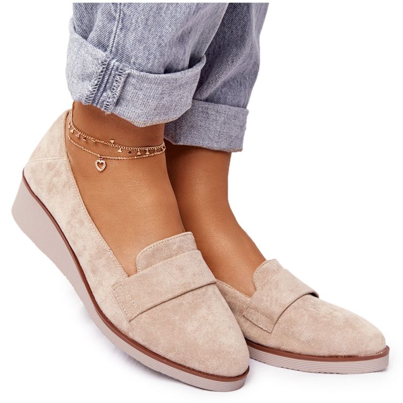 Scarpe eleganti con zeppa Vinceza 10599 Suede Beige