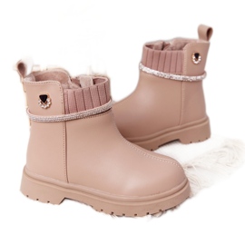 Apawwa Stivali Per Bambini Con Paillettes Beige Toffees