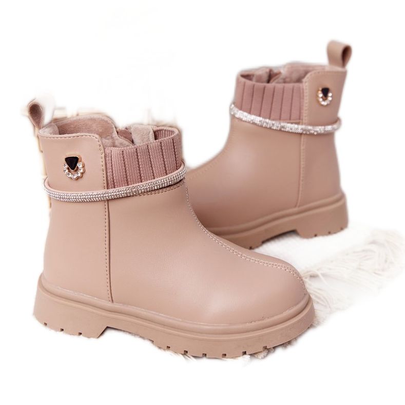 Apawwa Stivali Per Bambini Con Paillettes Beige Toffees