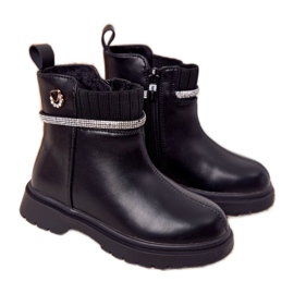 Apawwa Stivali da bambino con paillettes Black Toffees nero