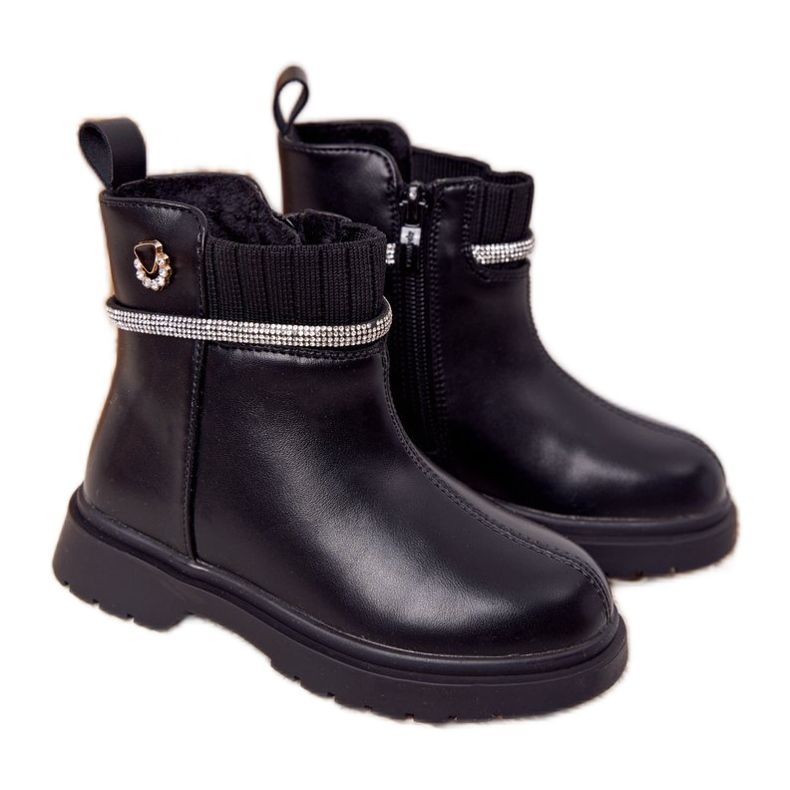 Apawwa Stivali da bambino con paillettes Black Toffees nero