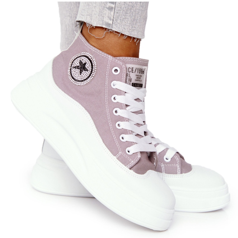Sneakers Alte Da Donna Sulla Piattaforma Grigia Nice Girl bianca grigio