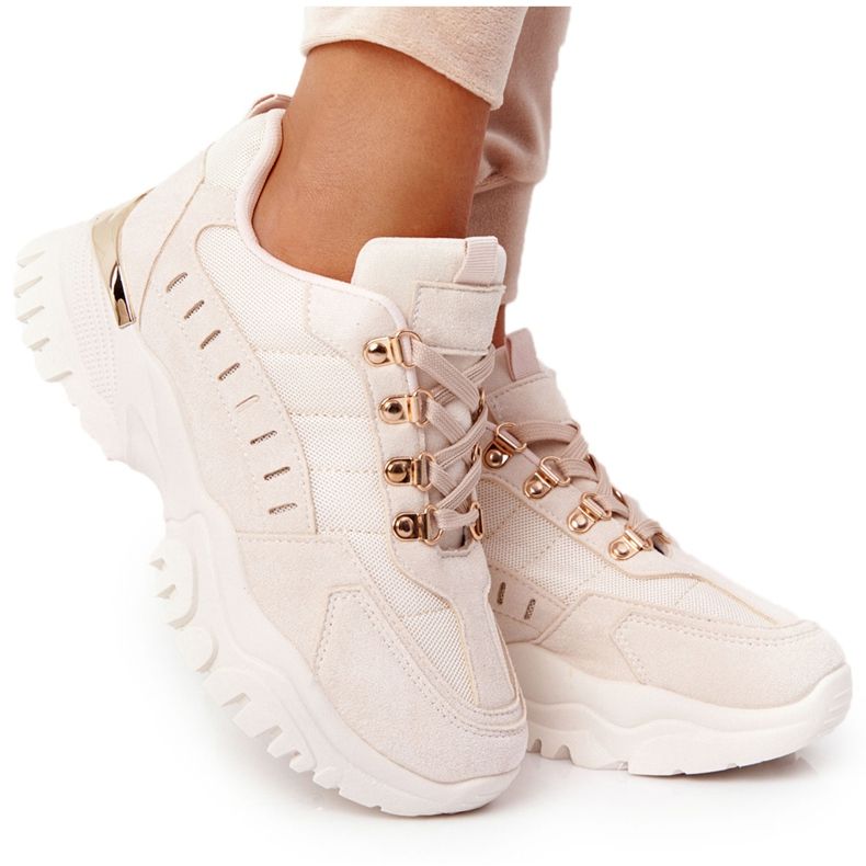 PS1 Sneakers da donna beige Good Mood su suola larga