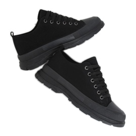 Sneakers da donna nere (suola nera) LA122 Allblack nero