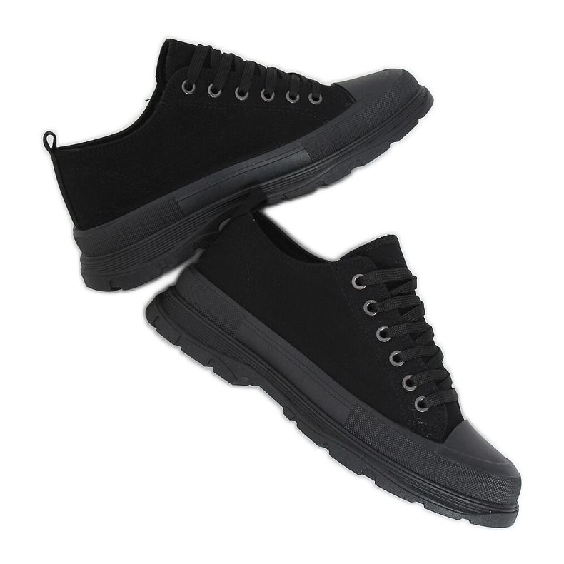 Sneakers da donna nere (suola nera) LA122 Allblack nero