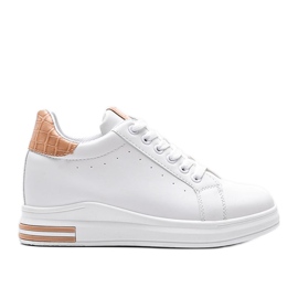 Sneakers bianche su zeppa Halle nascosta beige bianca