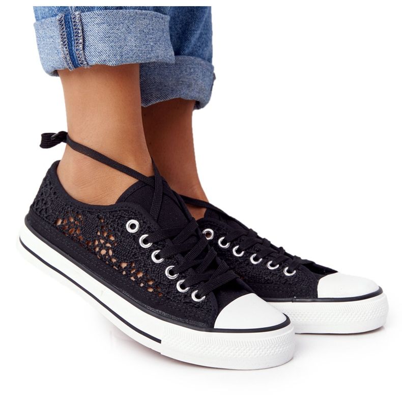 FB2 Sneakers Candice in pizzo nero da donna