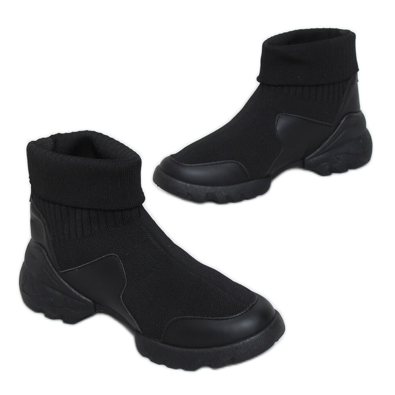 Nero LA156 Scarpe sportive calzini neri alla caviglia