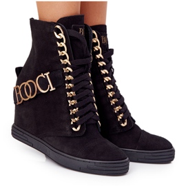 Sneakers da donna in camoscio BOOCI 2222 Golden Black Letters nero