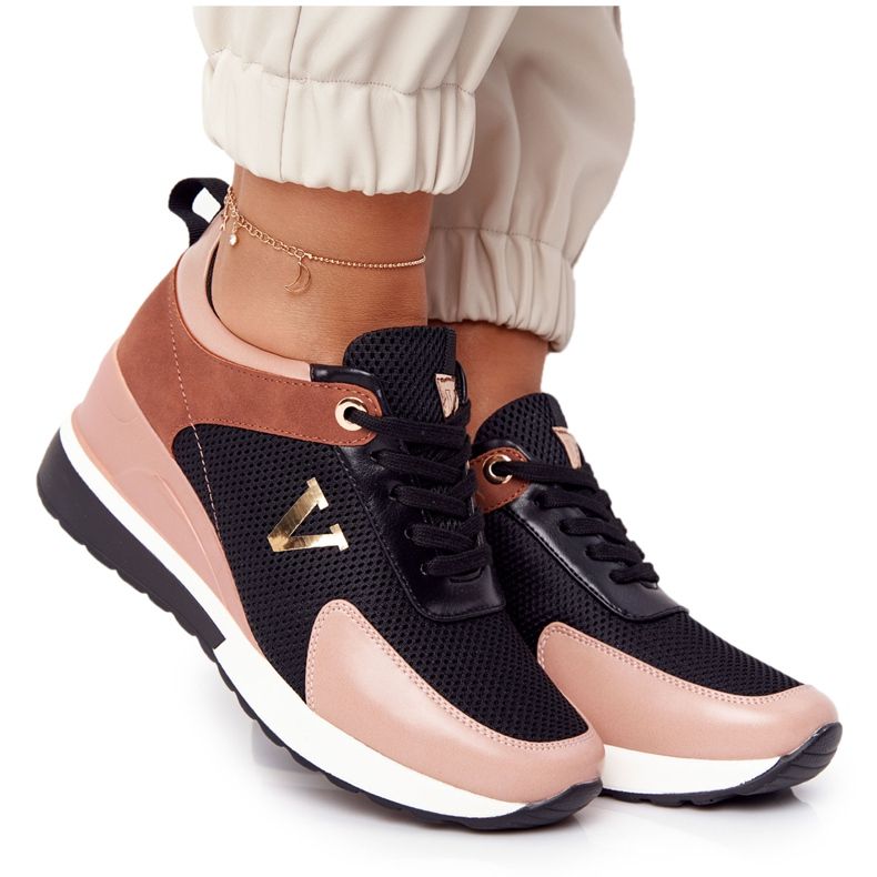 Sneakers con zeppa Vinceza 10590 Nero-Rosa