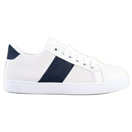 SHELOVET Sneakers Traforate Con Ecopelle bianca