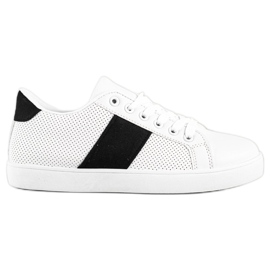 SHELOVET Sneakers Traforate Con Ecopelle bianca