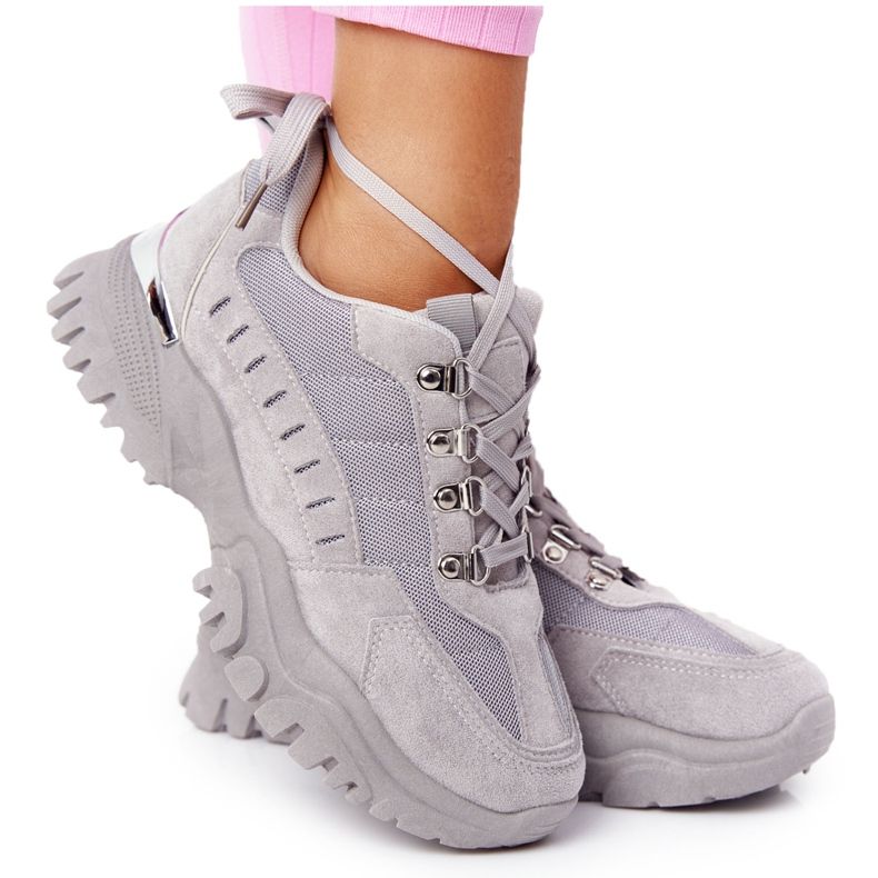 PS1 Sneakers Da Donna Su Suola Larga Grigio Good Mood