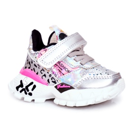 FRROCK Scarpe Sportive Bambini Con Velcro Argento Be Happy grigio