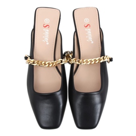 Pantofole nere con catena T399P Nero