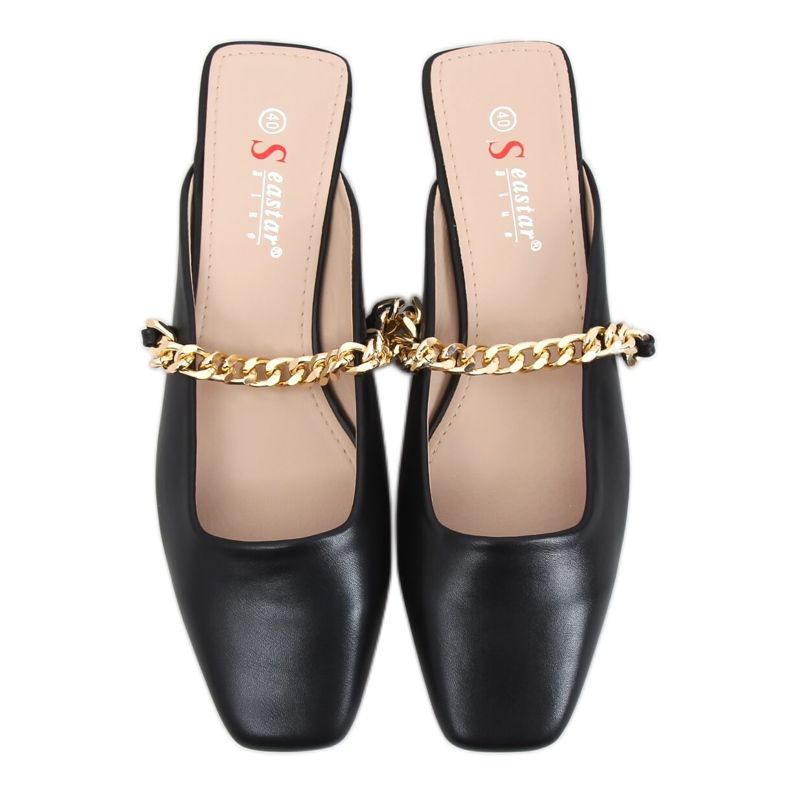Pantofole nere con catena T399P Nero