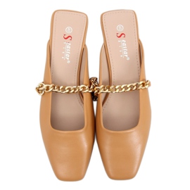 Ciabatte con catena cammello T399P Camel marrone