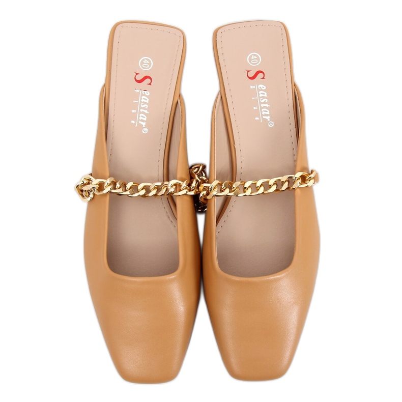 Ciabatte con catena cammello T399P Camel marrone