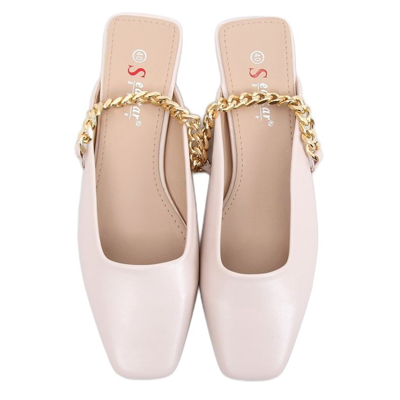Pantofole beige con catena T399P Beige