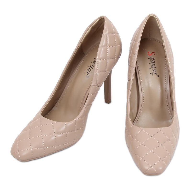 Stiletto trapuntato da donna beige scuro LE082P Khaki