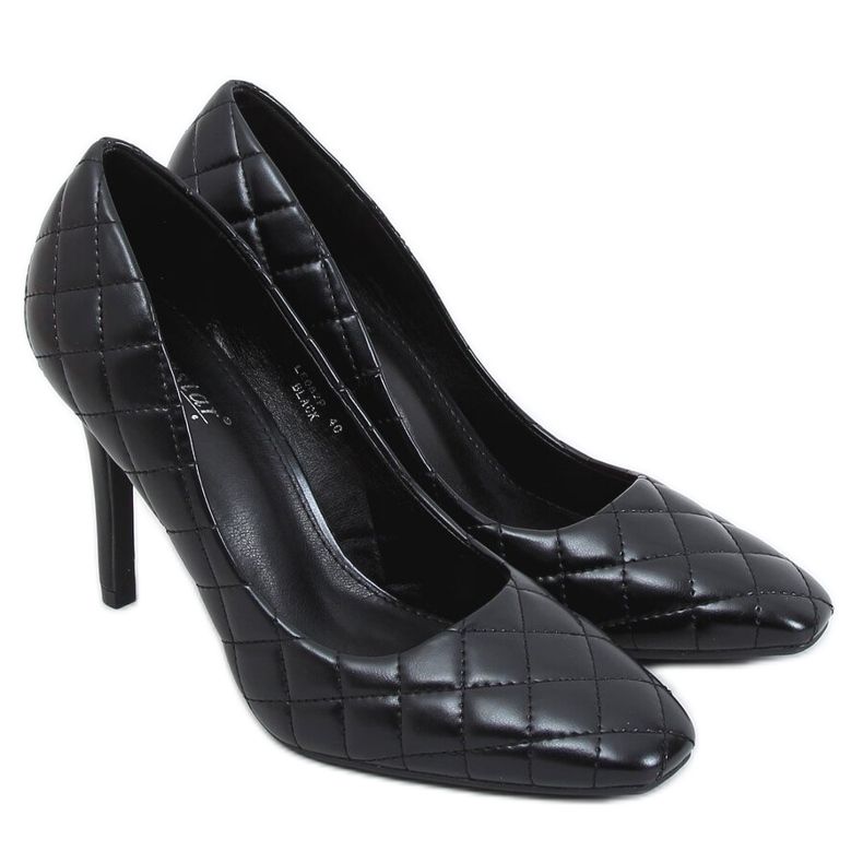 Tacchi a spillo da donna trapuntati neri LE082P Black nero