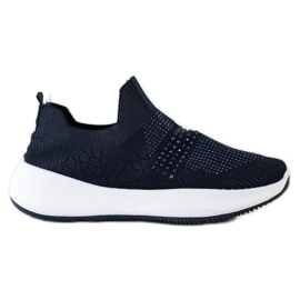 Renda Sneakers In Granito Con Cristalli blu navy