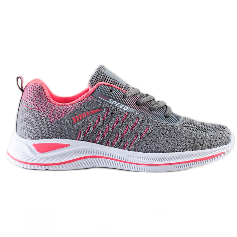 Bona Scarpe sportive per la velocità di corsa rosa grigio