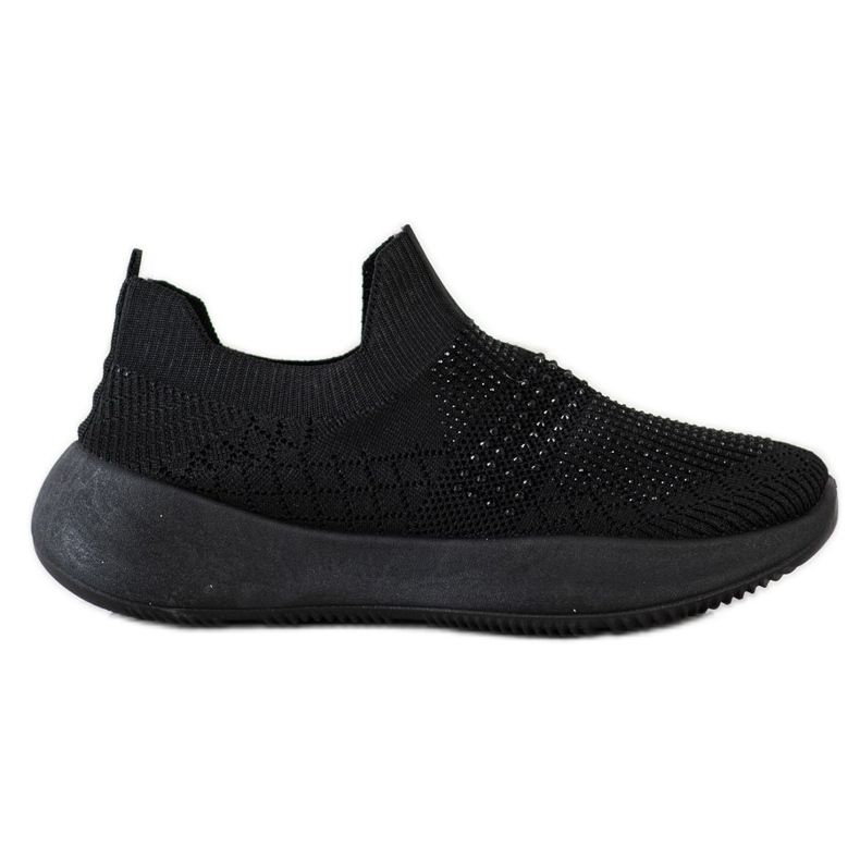 Renda Sneakers Nere Con Cristalli nero