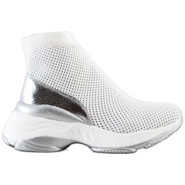SHELOVET Sneakers alte in tessuto bianco