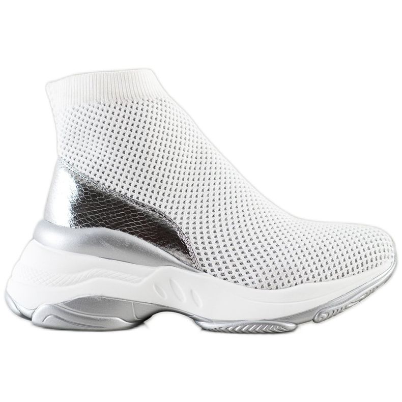 SHELOVET Sneakers alte in tessuto bianca