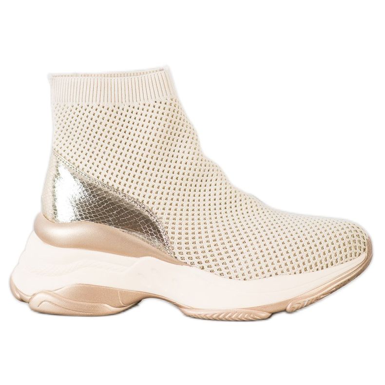 SHELOVET Sneakers alte in tessuto beige