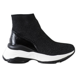 SHELOVET Sneakers alte in tessuto nero