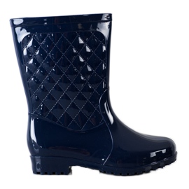Bona Stivali di gomma trapuntati lucidi blu navy
