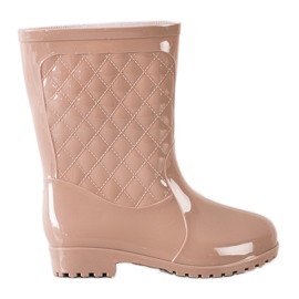 Bona Stivali di gomma trapuntati lucidi beige
