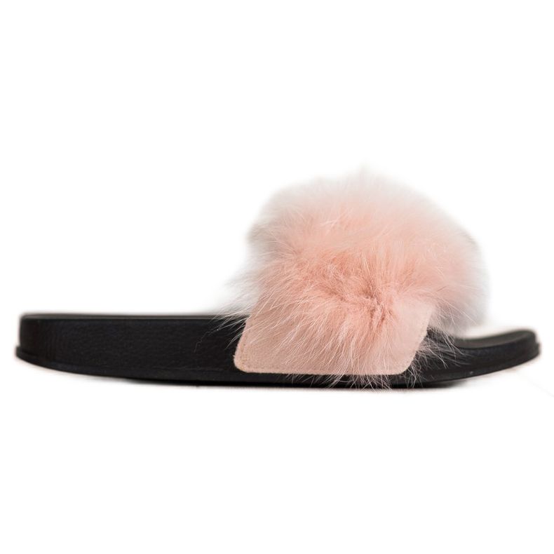 Bona Infradito alla moda con pelliccia marrone