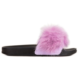 Bona Infradito alla moda con pelliccia viola