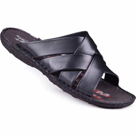 Kampol Pantofole da uomo in pelle 214/5 nere nero